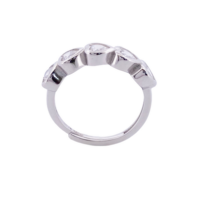 SILVER RING WITH 5 HEARTS
