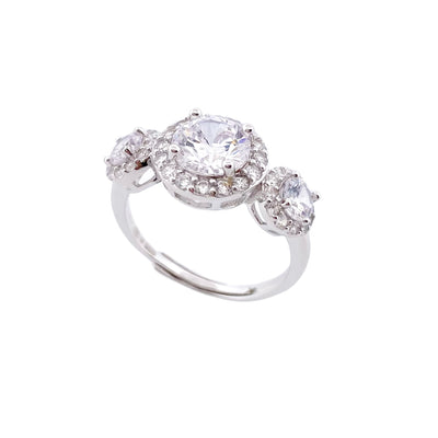SILVER RING WITH 3 ROUND CZ