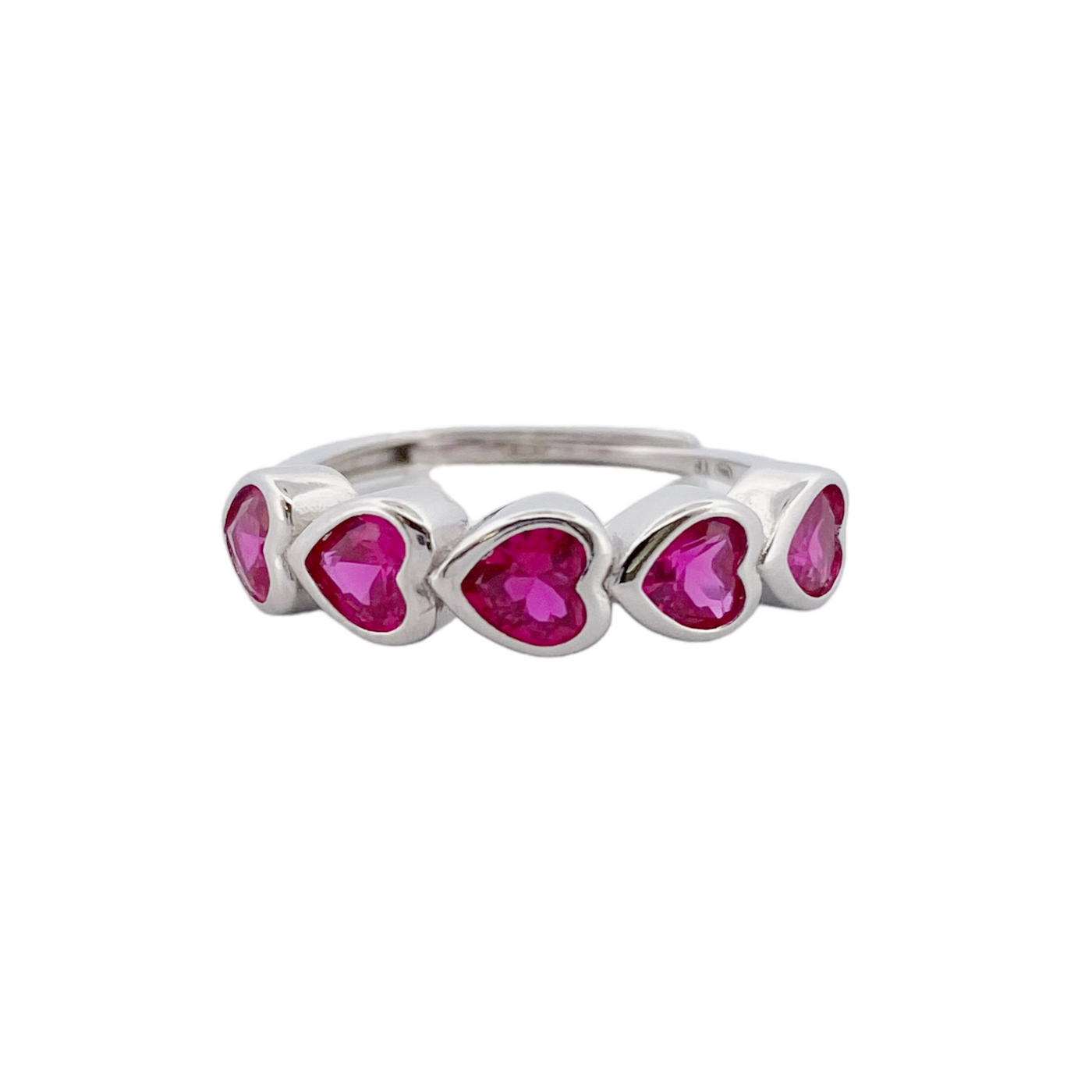 SILVER RING WITH COLORFUL HEARTS