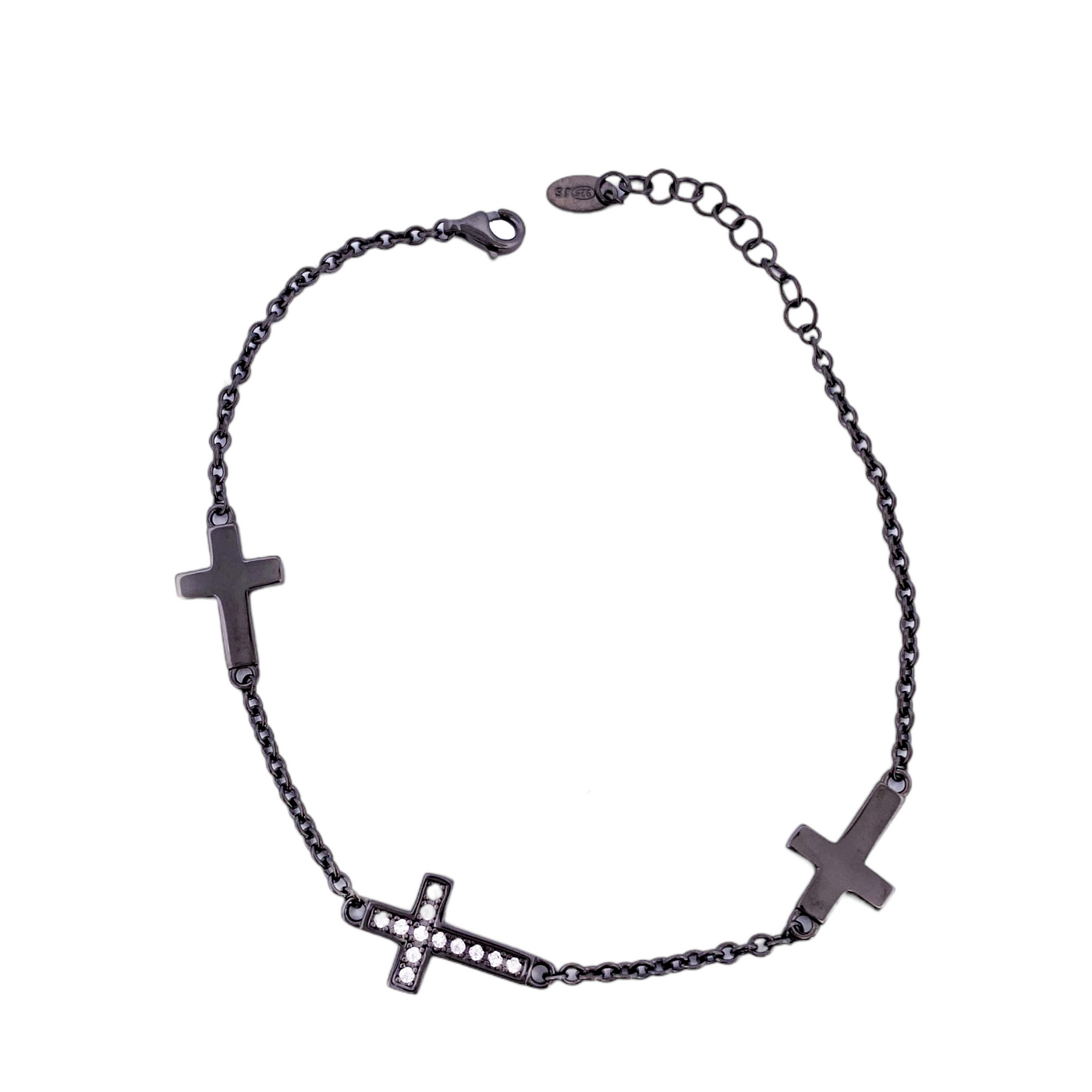 SILVER BRACELET WITH 3 CROSSES
