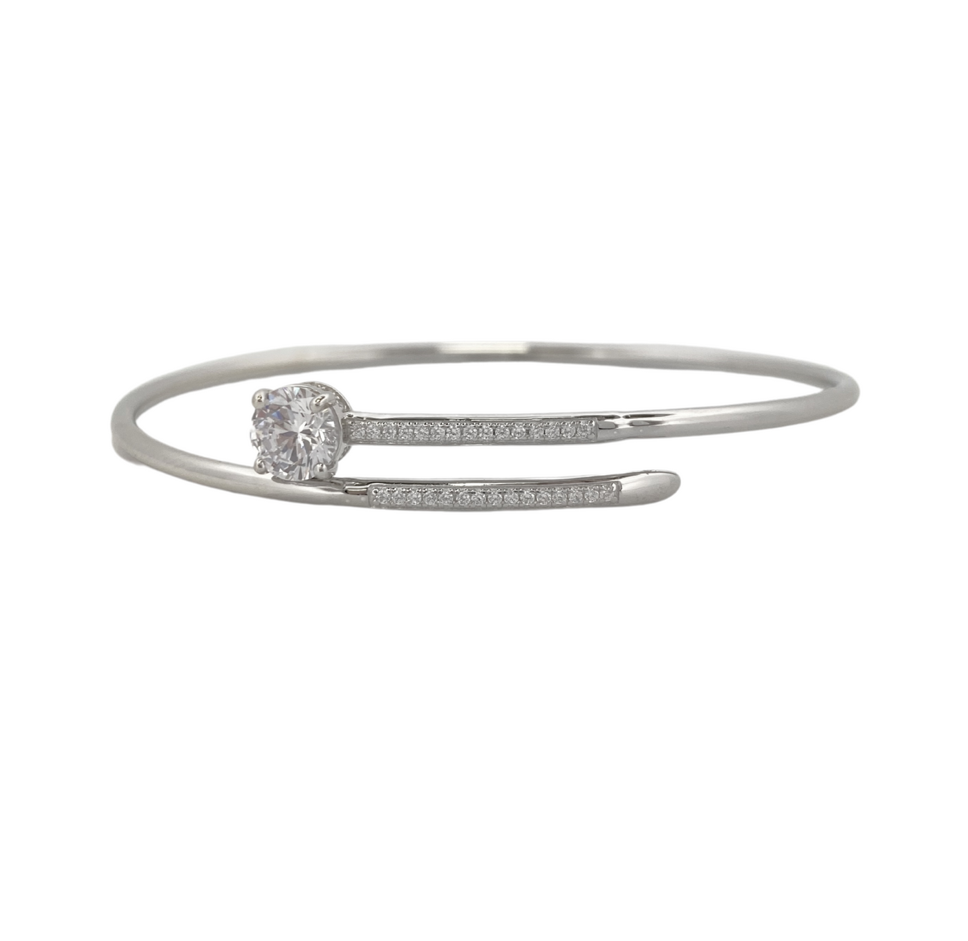 SILVER BANGLE WITH CZ