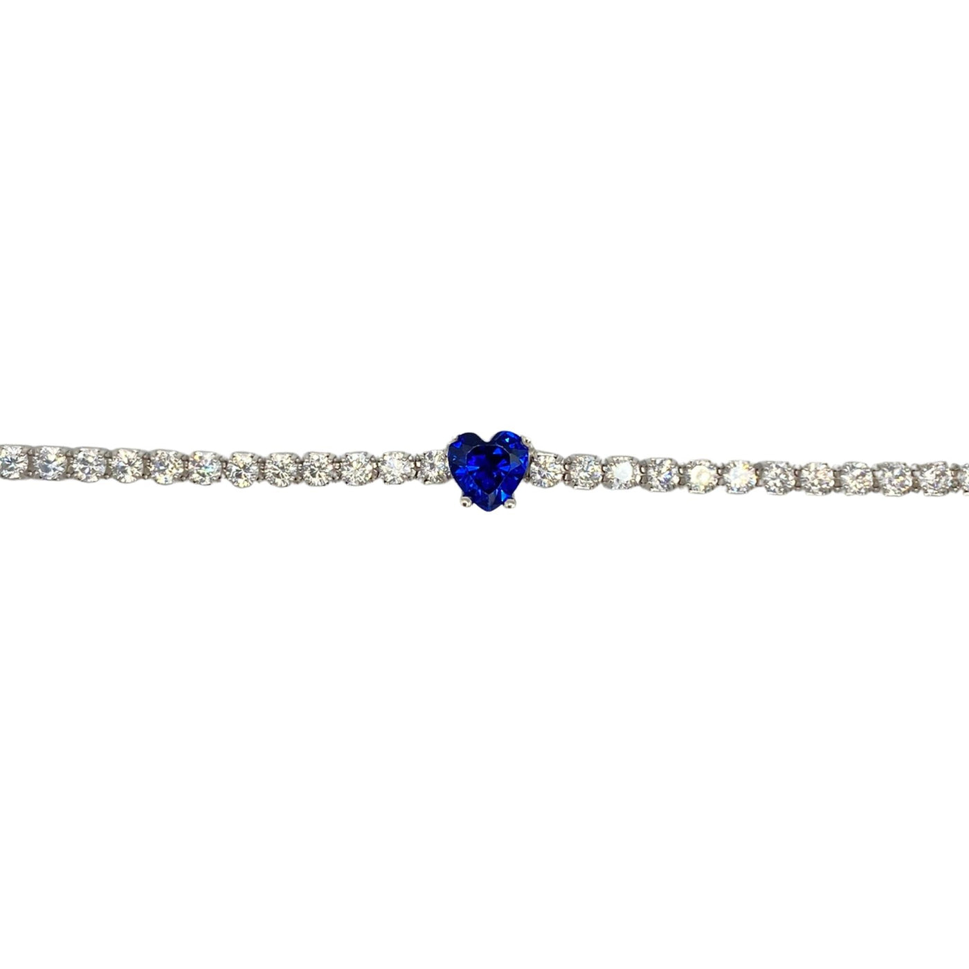 Silver tennis anklet with heart