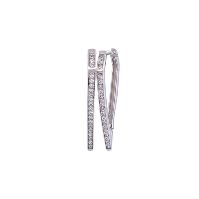 Silver triangle-shape earrings with zirconia - 15x27 mm
