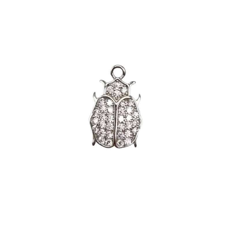 Pack of 5 Beetle pendants in silver
