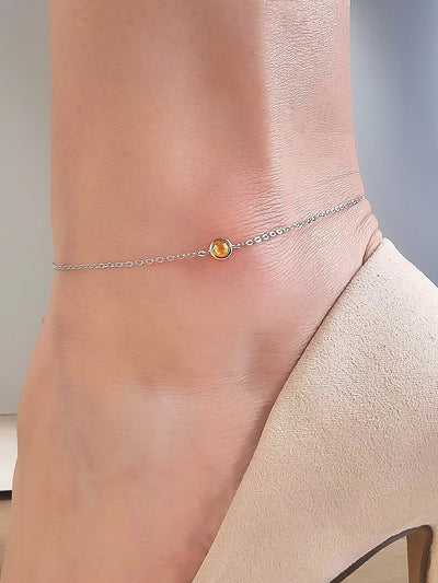 Silver anklet with connector - rhodium plated