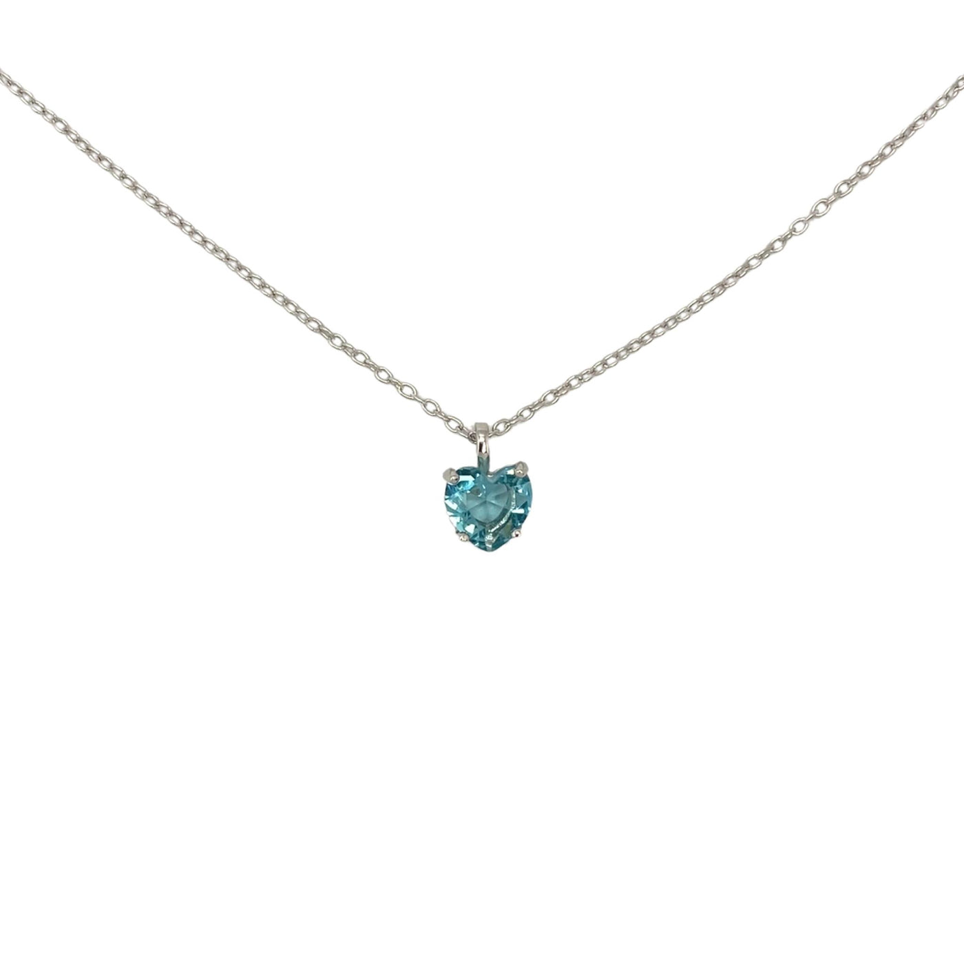 Silver necklace with heart charm - rhodium - 7 mm