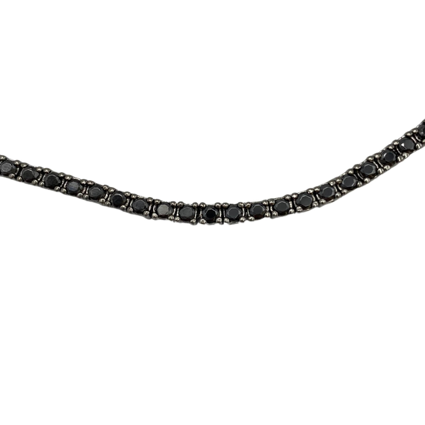 Silver casting tennis necklace with black zirconia - 2 mm