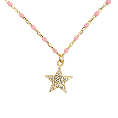 Silver enamel necklace with star charm