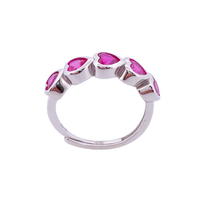 SILVER RING WITH COLORFUL HEARTS