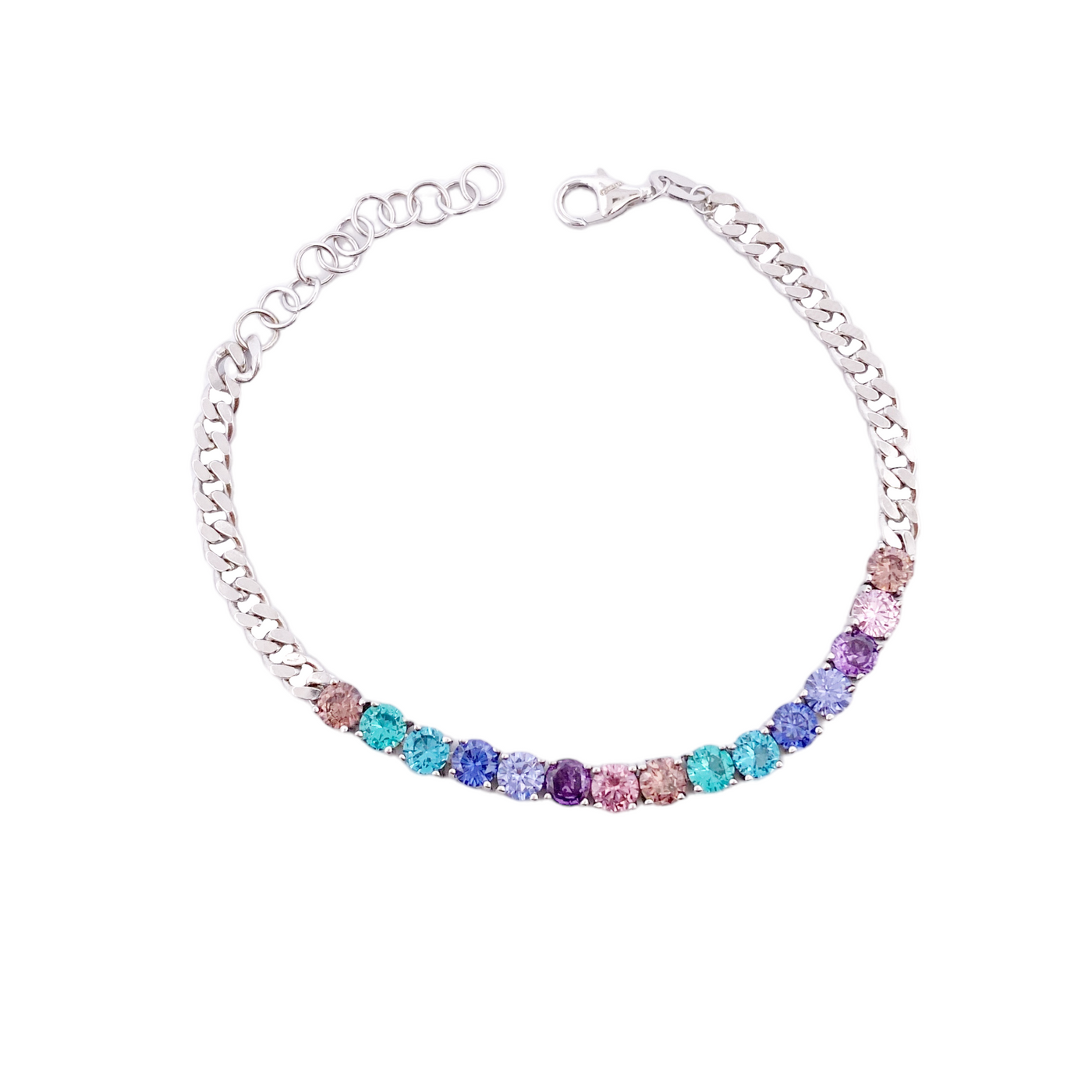 SILVER BRACELET WITH COLORED STONES