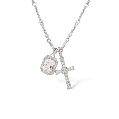 COLLANA CROCE CON RETTANGOLO CZ