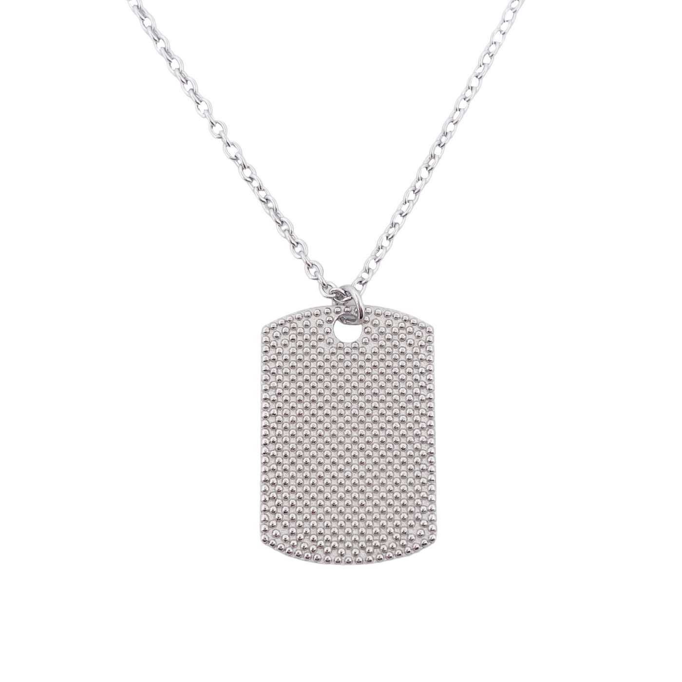 SILVER NECKLACE WITH RECTANGULAR PENDANT