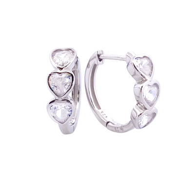 SILVER EARRINGS WITH 5 HEARTS