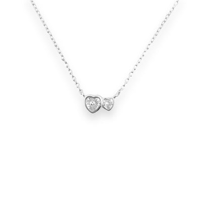 SILVER NECKLACE WITH 2 HEARTS