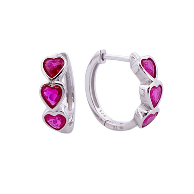 SILVER EARRINGS WITH COLORFUL HEARTS