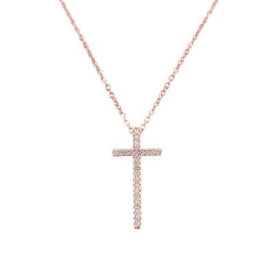 SILVER NECKLACE WITH CROSS CZ