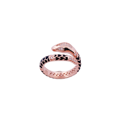 SILVER SNAKE RING WITH CZ