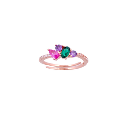 SILVER RING WITH MULTI SHAPE STONES