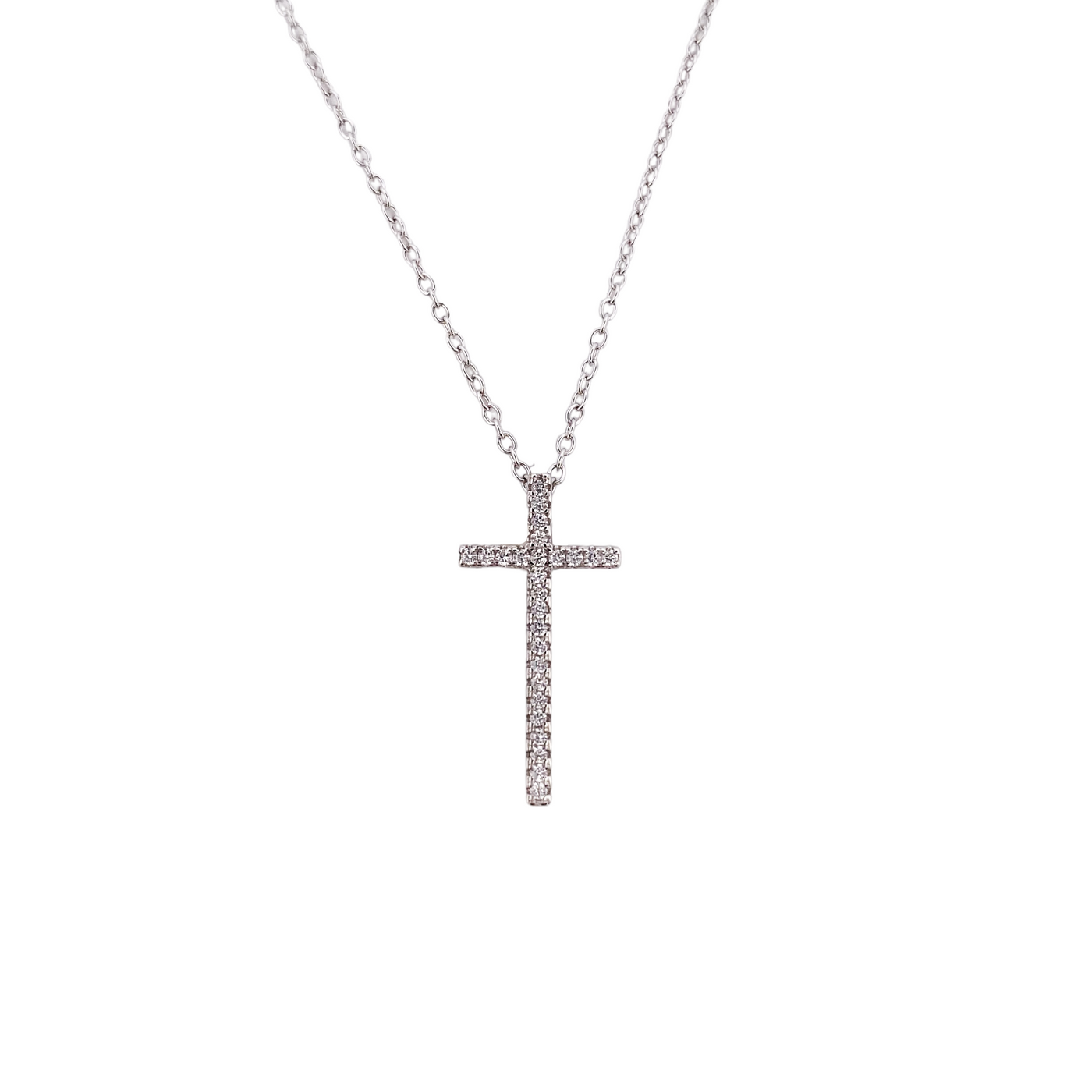 SILVER NECKLACE WITH CROSS CZ