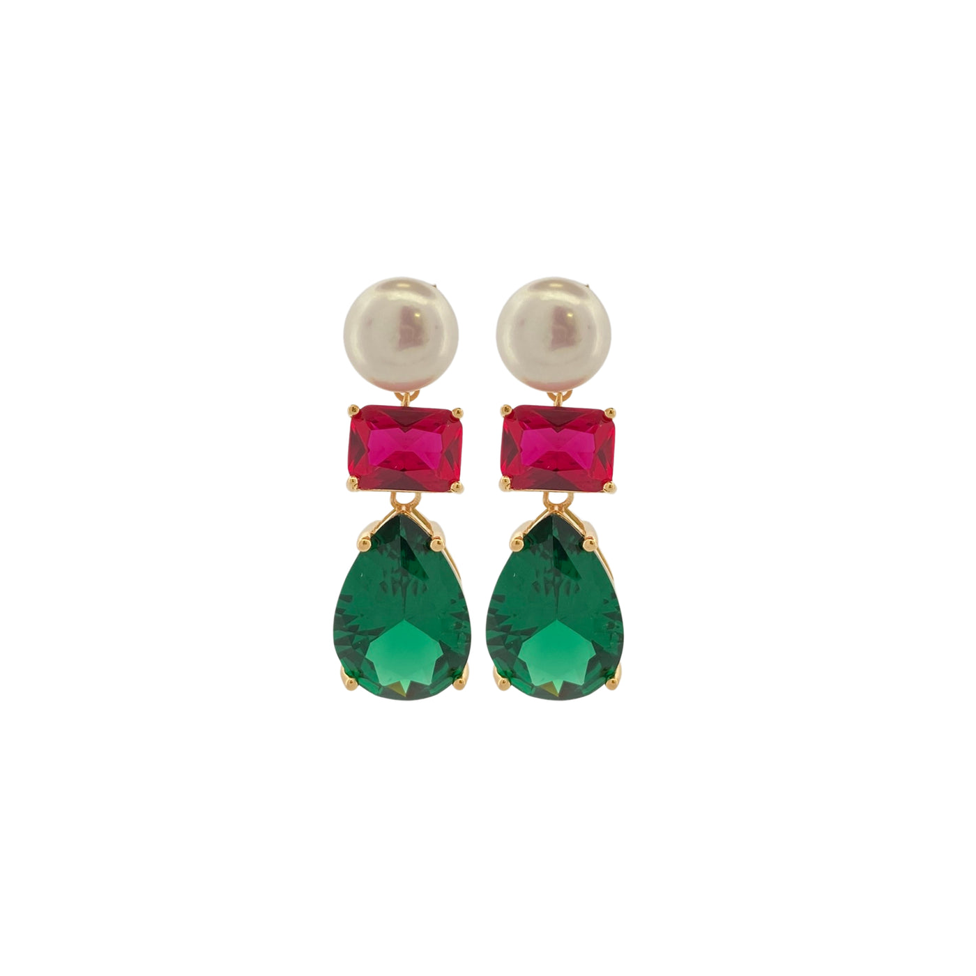 EARRINGS WITH STONES AND PEARL