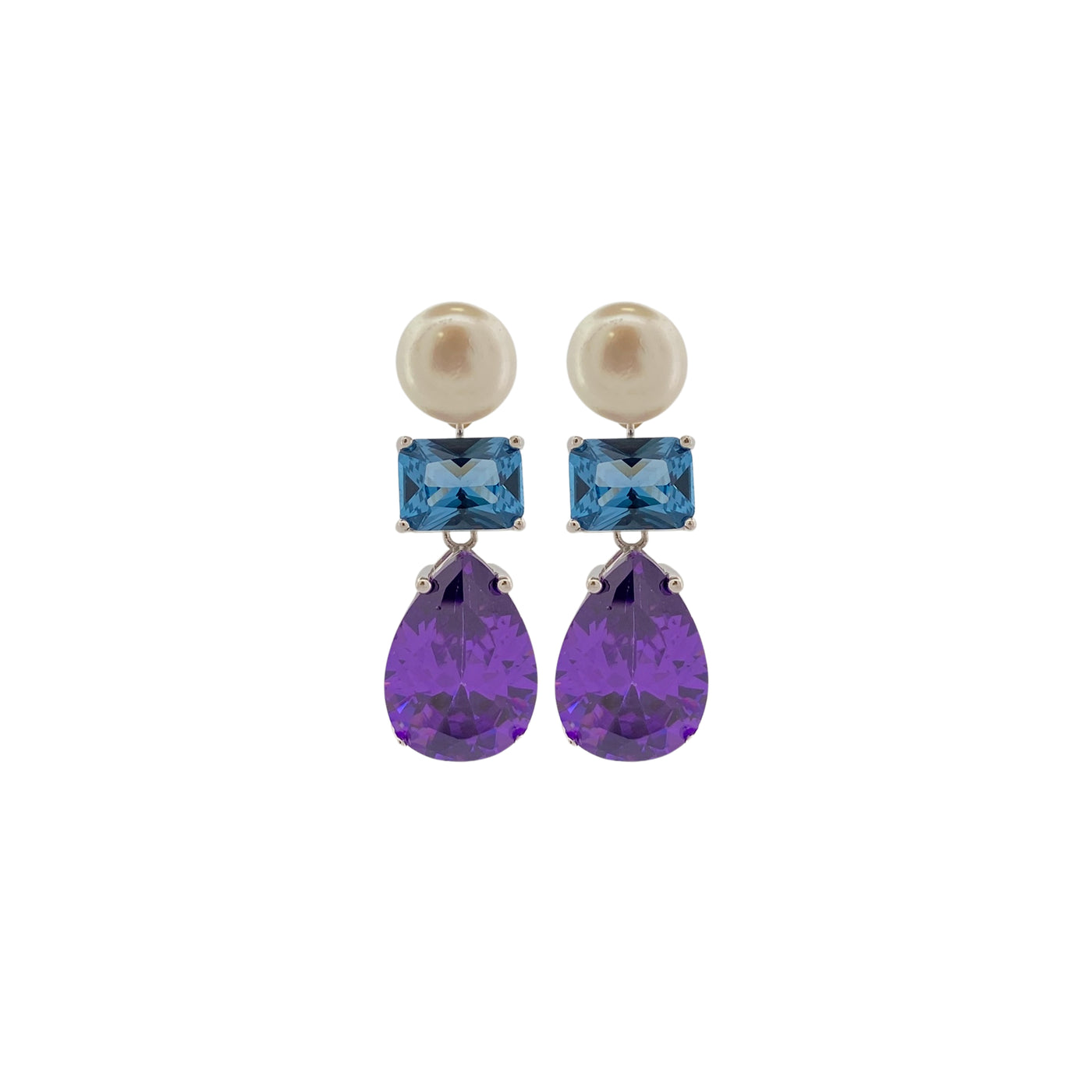 EARRINGS WITH STONES AND PEARL