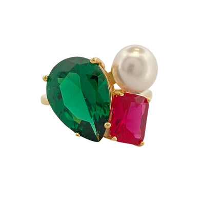 RING WITH STONES AND PEARL