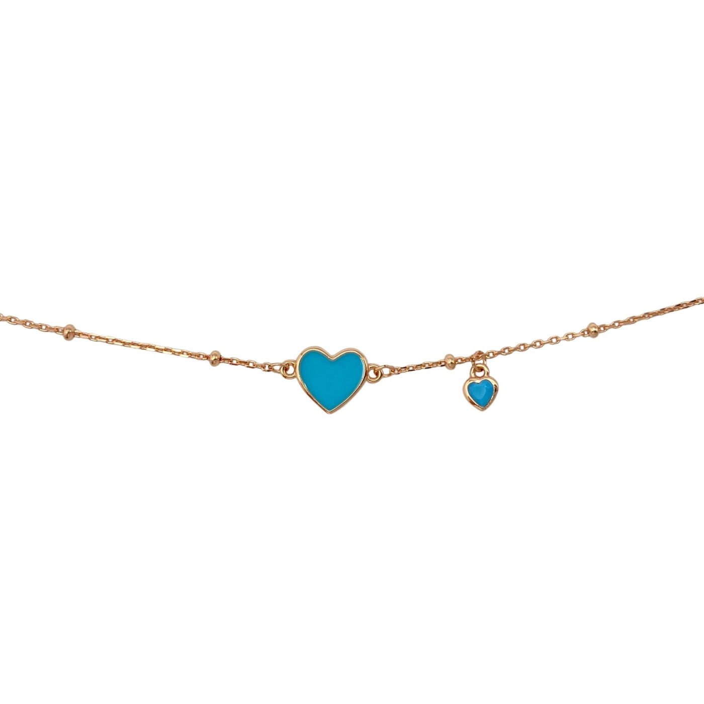 Silver anklet with enamel heart - rose plated