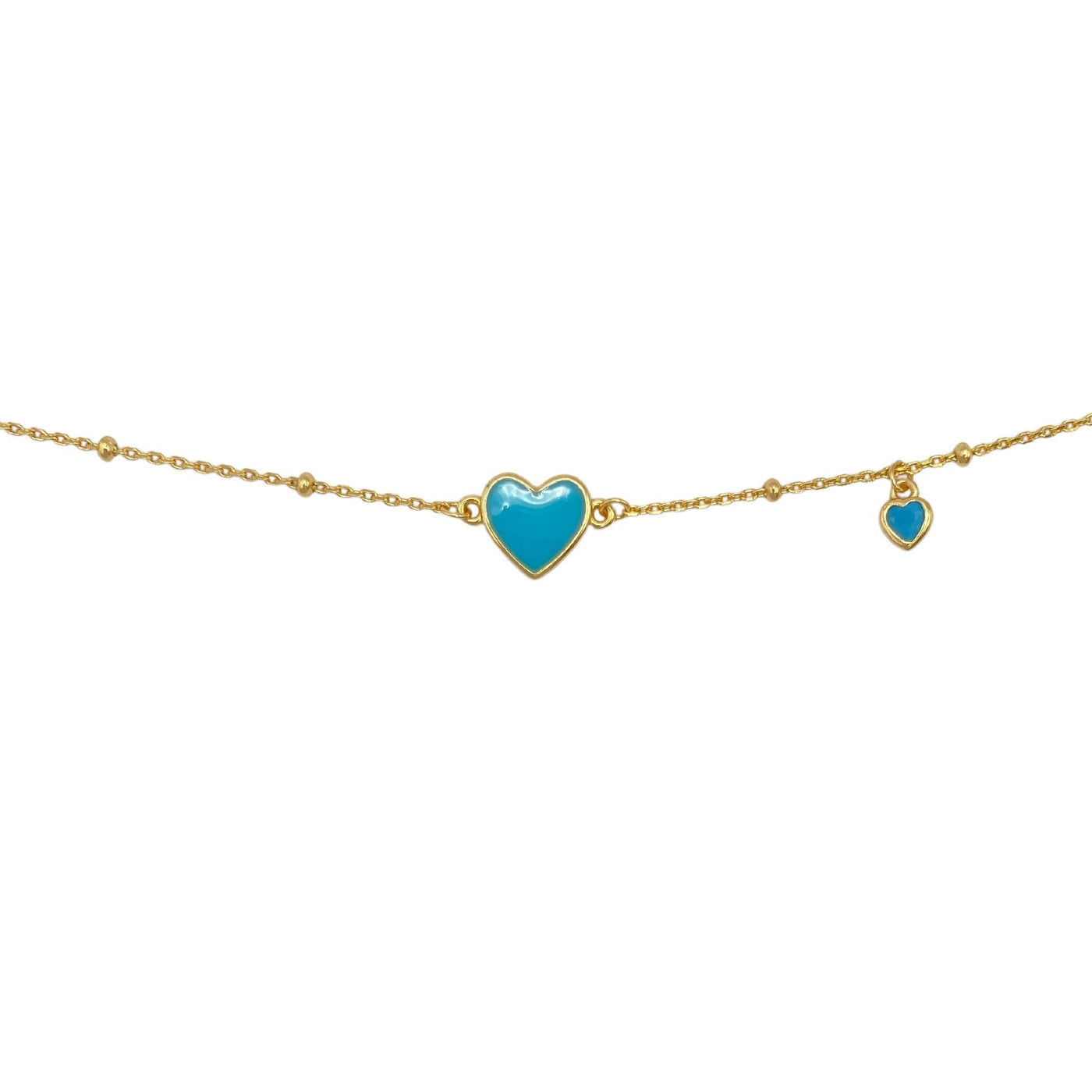 Enamel anklet with enamel heart - yellow plated
