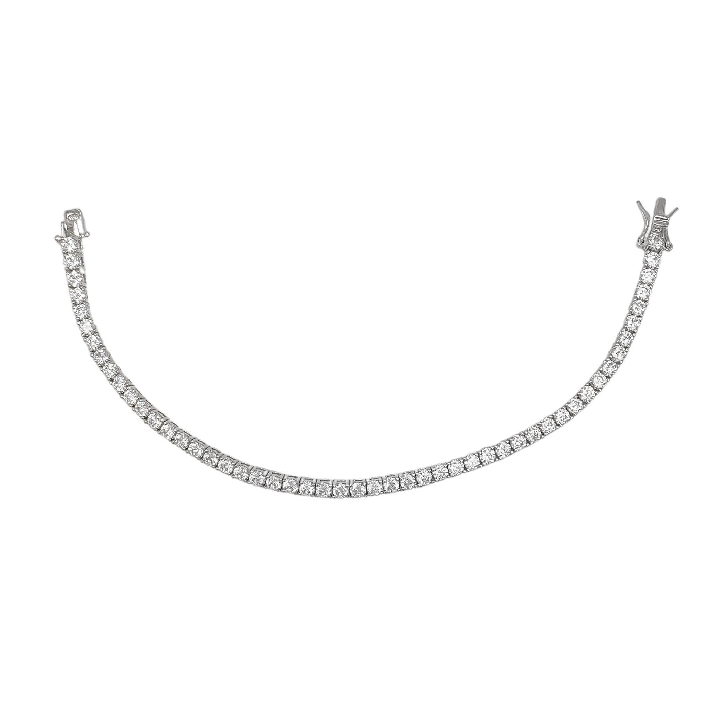 Silver casting tennis bracelet with white round stones - 3 mm