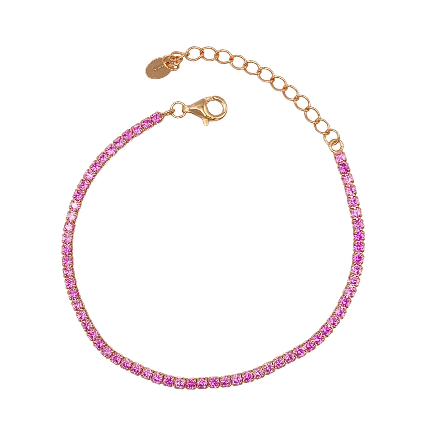 Silver machine tennis bracelet with zirconia - rose - 2 mm