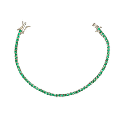 Silver casting tennis with emerald cubic zirconia - 2 mm
