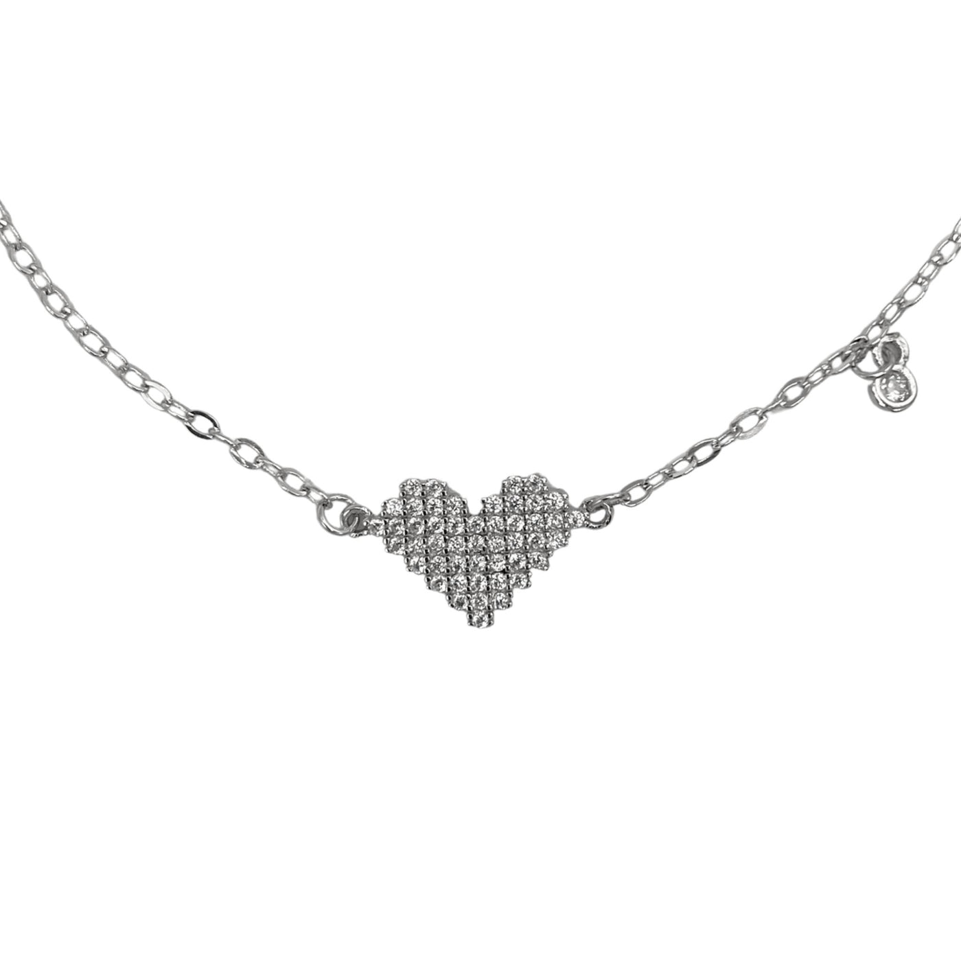 Silver bracelet with central heart and charm