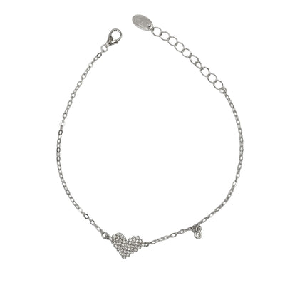 Silver bracelet with central heart and charm