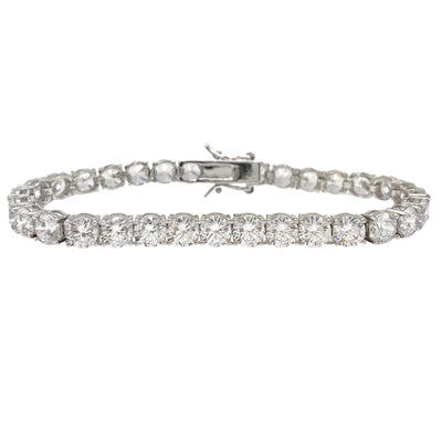 Silver casting tennis bracelet with white round stones - 5 mm