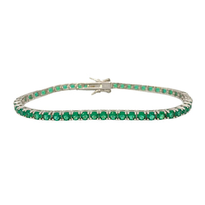 Silver casting tennis with emerald cubic zirconia - 3 mm