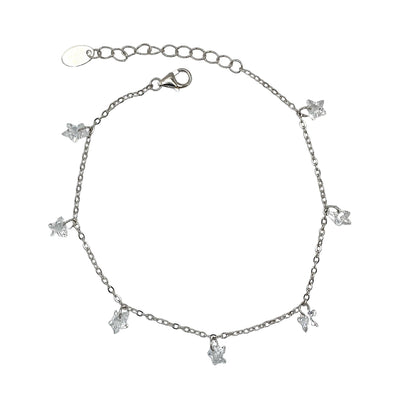 Bracciale in argento con charms stelle in zirconia