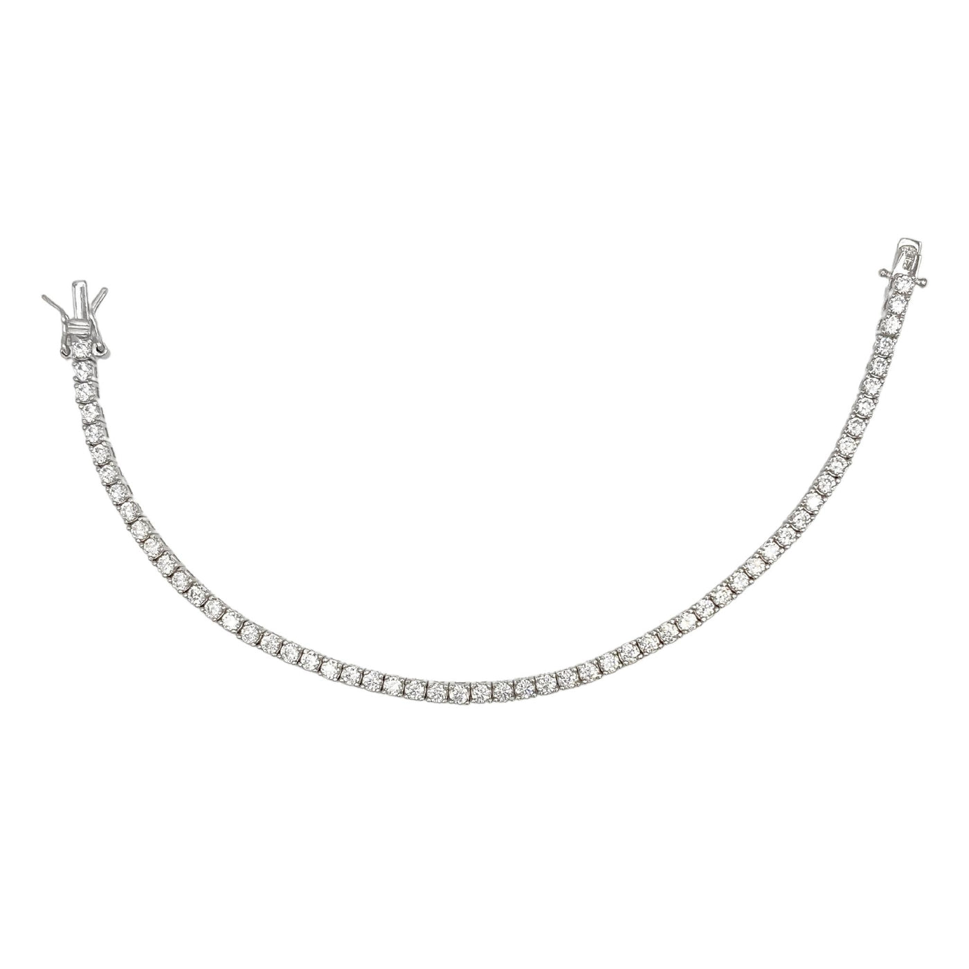 Silver casting tennis bracelet with white round stones - 2.5 mm
