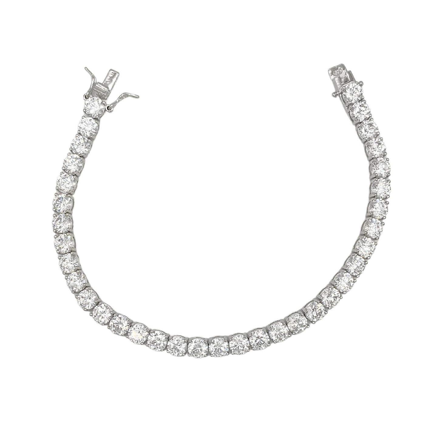 Silver casting tennis bracelet with white round stones - 5 mm