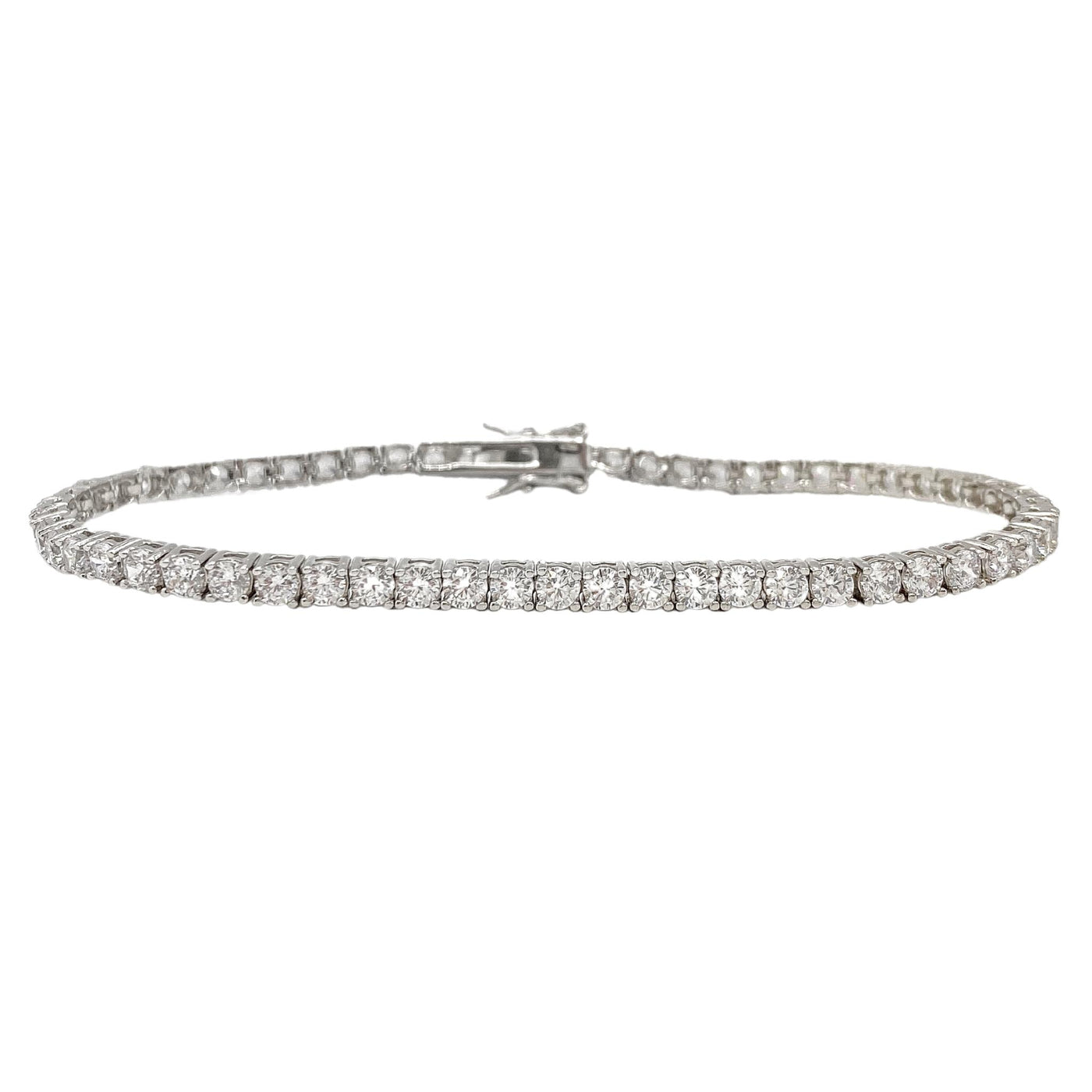 Silver casting tennis bracelet with white round stones - 3 mm