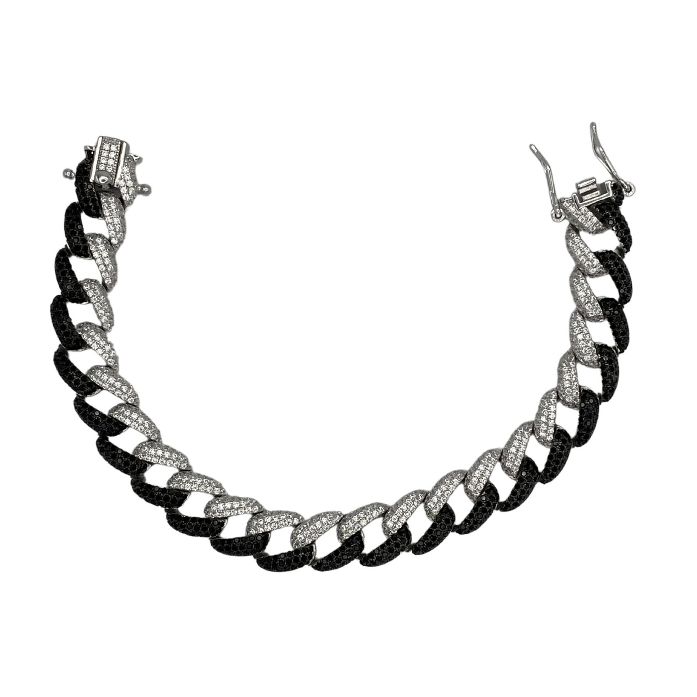 Silver bicolor groumette bracelet - 10 mm