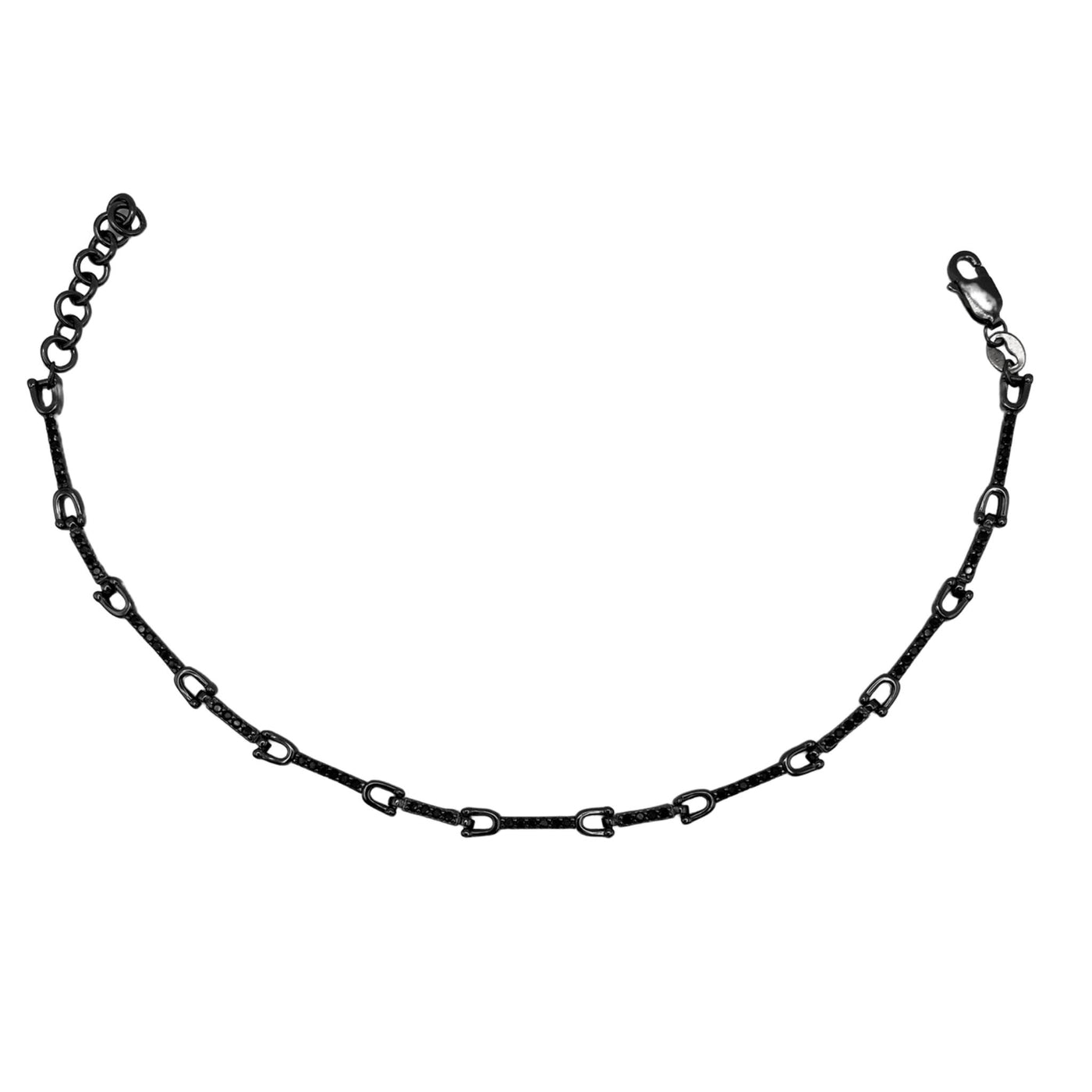Silver black bracelet with U link