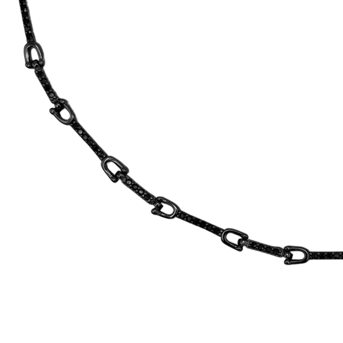 Bracciale nero in argento con link a U