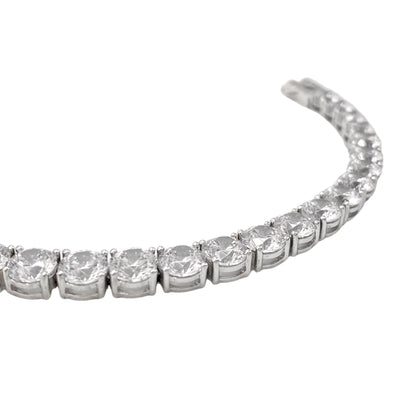 Silver casting tennis bracelet with white round stones - 6 mm