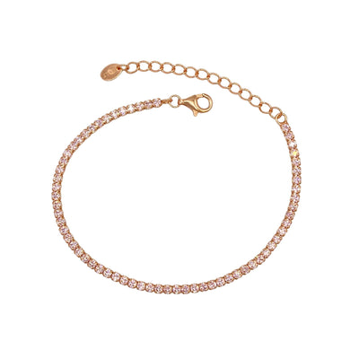 Silver machine tennis bracelet with zirconia - rose - 2 mm