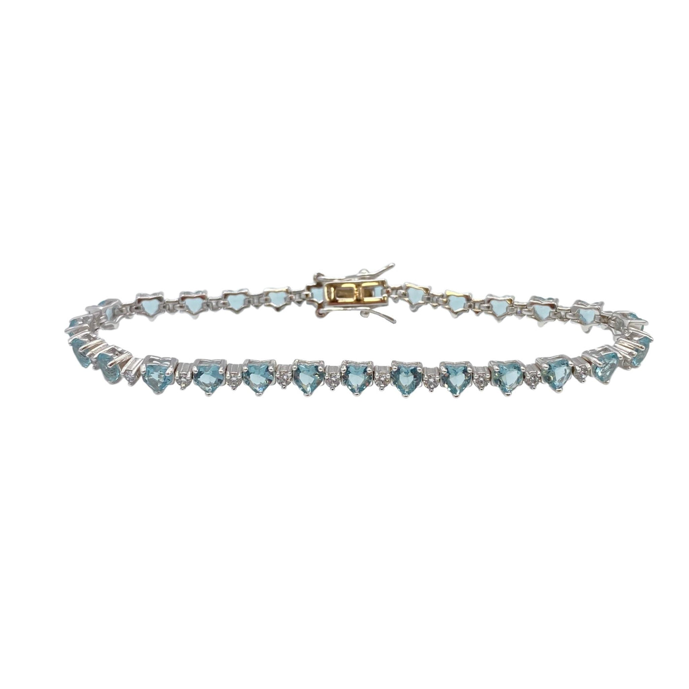 Silver tennis bracelet with hearts