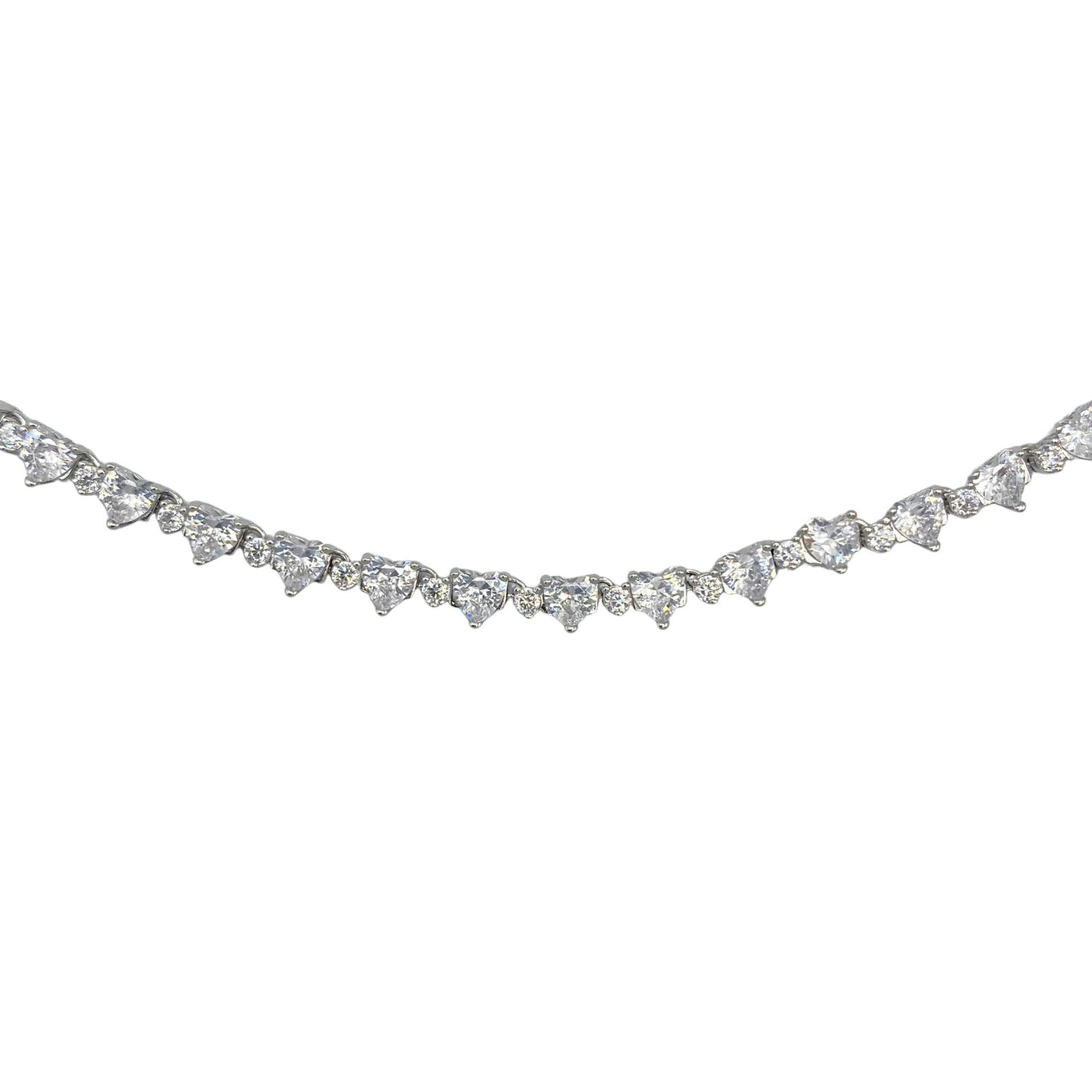 Silver tennis bracelet with hearts