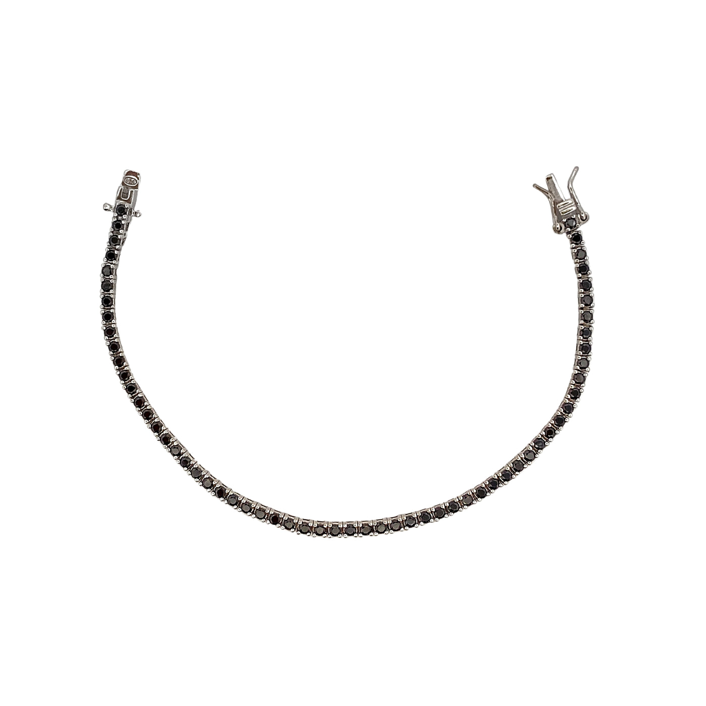 Silver casting tennis bracelet with black zirconia - 2 mm