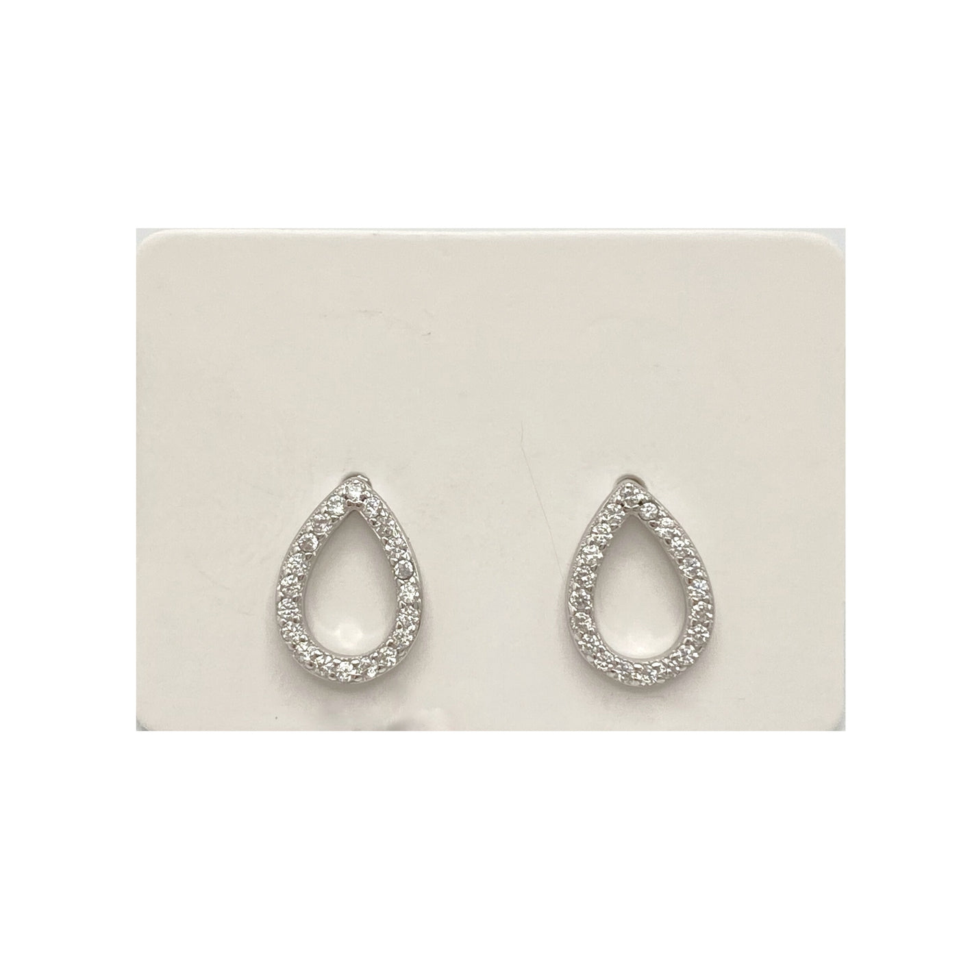Silver drop stud earrings with zirconia
