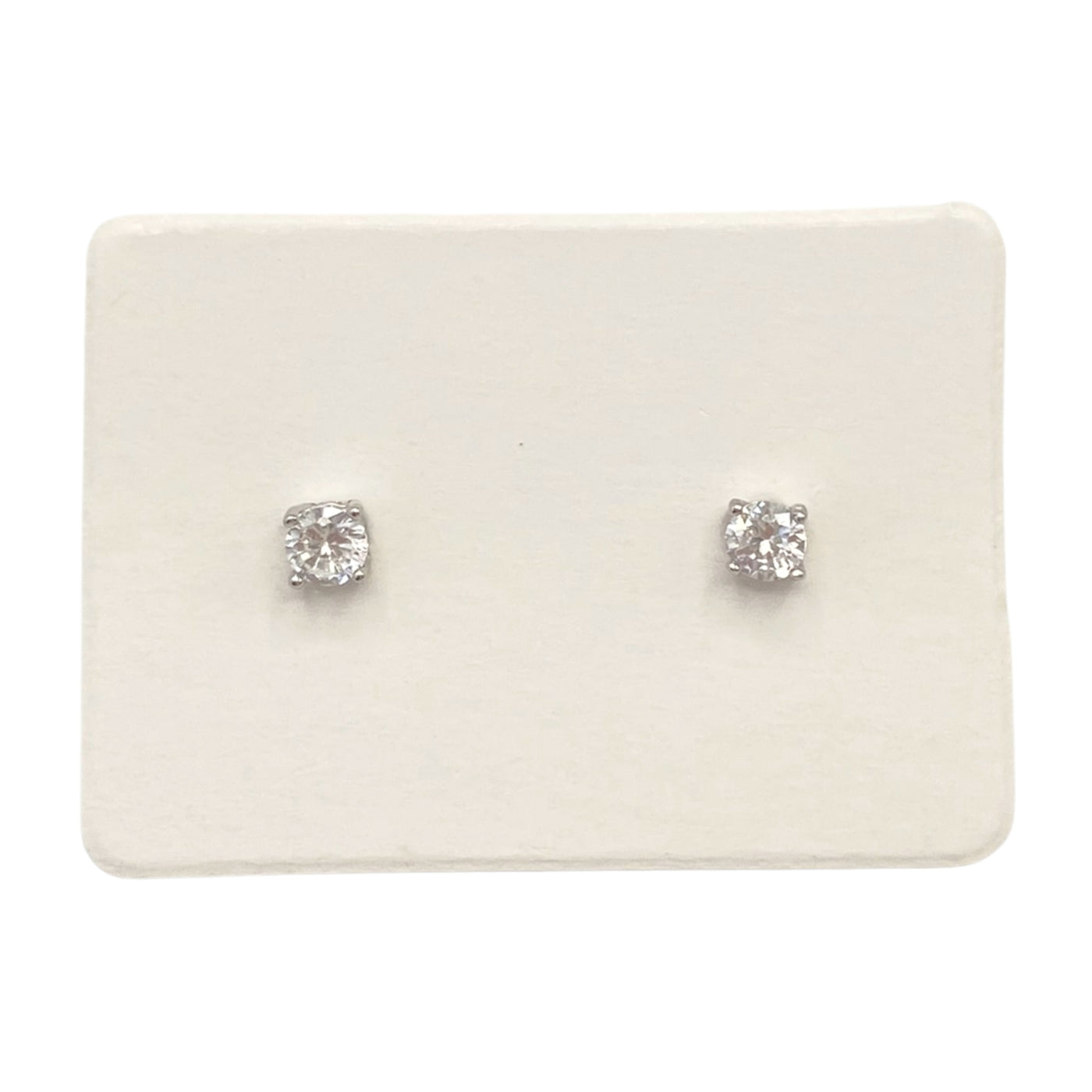 Pack of 5 silver white round earrings - 3 mm