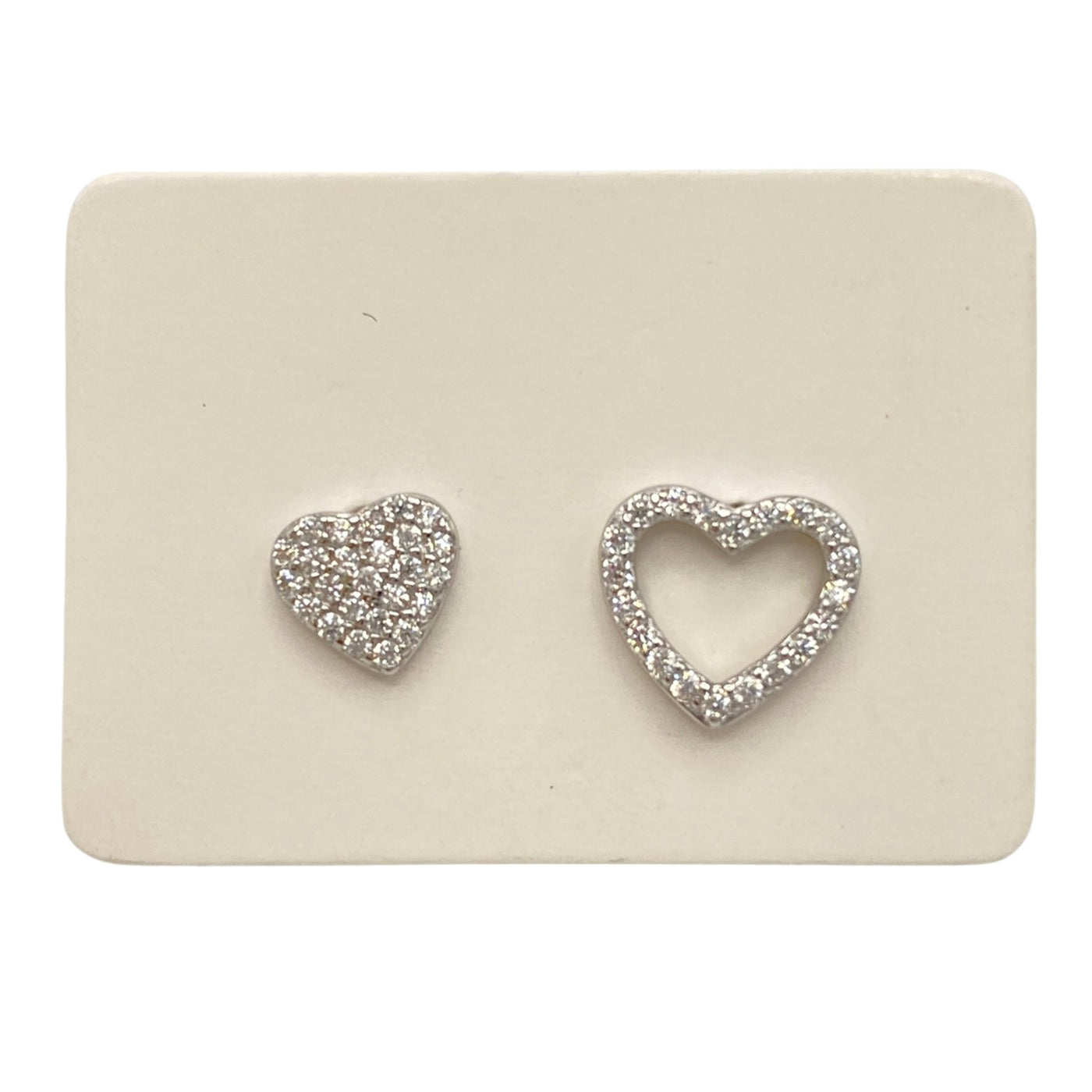 Pack of 5 silver stud heart earrings - 6-9 mm